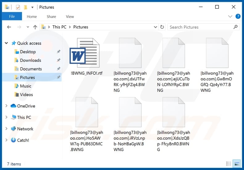 Files encrypted by BWNG ransomware (.BWNG extension)
