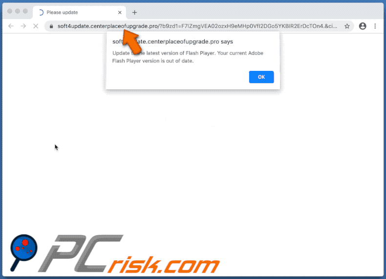 Another variant appearance of centerplaceofupgrade[.]pro scam (GIF)