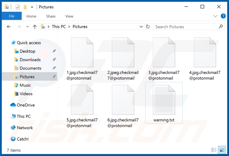 Files encrypted by checkmail7@protonmail.com ransomware (.checkmail7@protonmail.com extension)