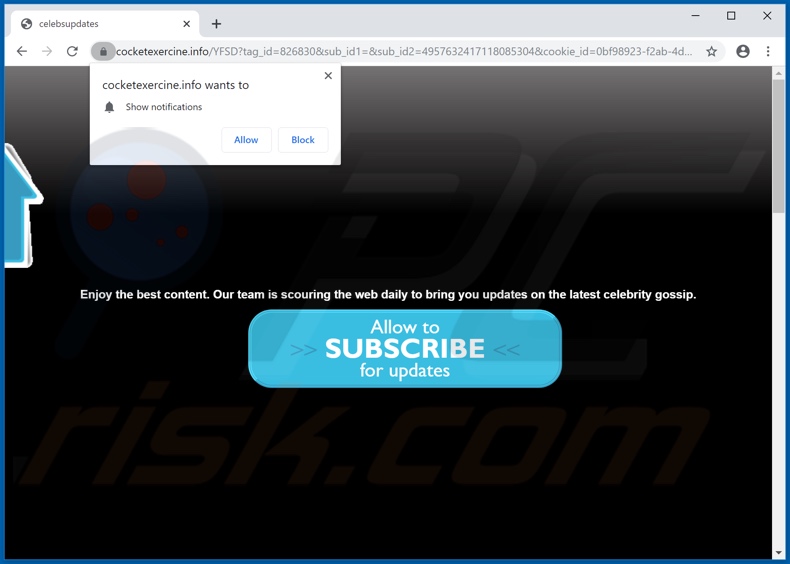 cocketexercine[.]info pop-up redirects