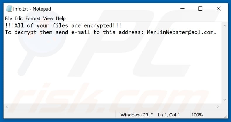 .com (Phobos) ransomware text file (info.txt)