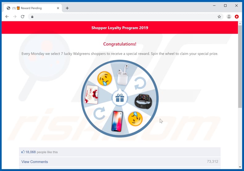 congratulations walgreens shopper scam background page