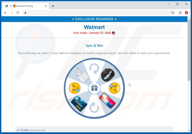 congratulations walmart shopper scam background page