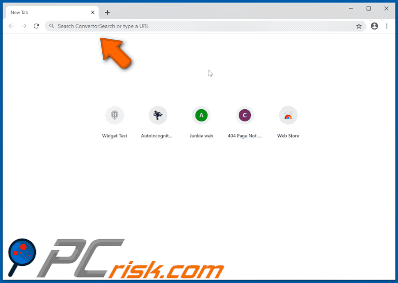ConvertorSearch browser hijacker appearance (GIF)