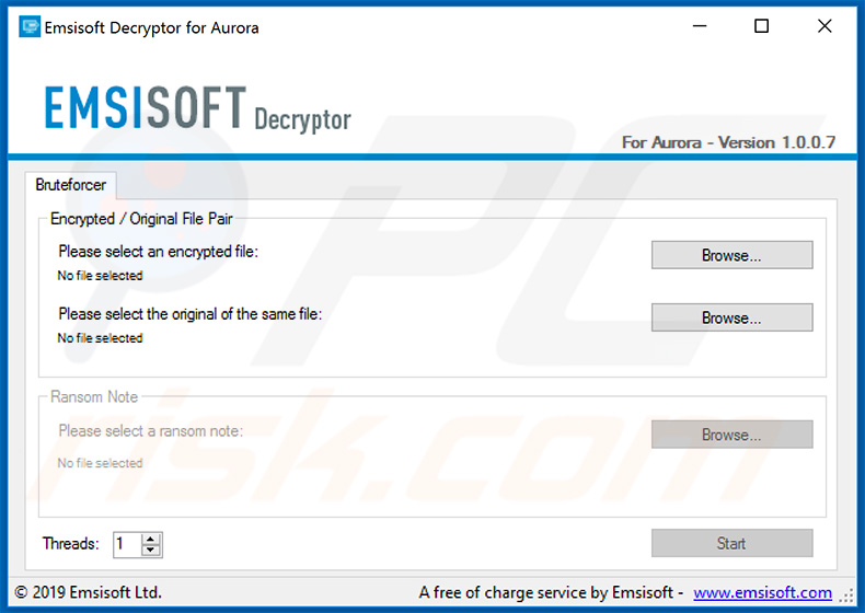 Crypton (Aurora) ransomware decrypter by Emsisoft