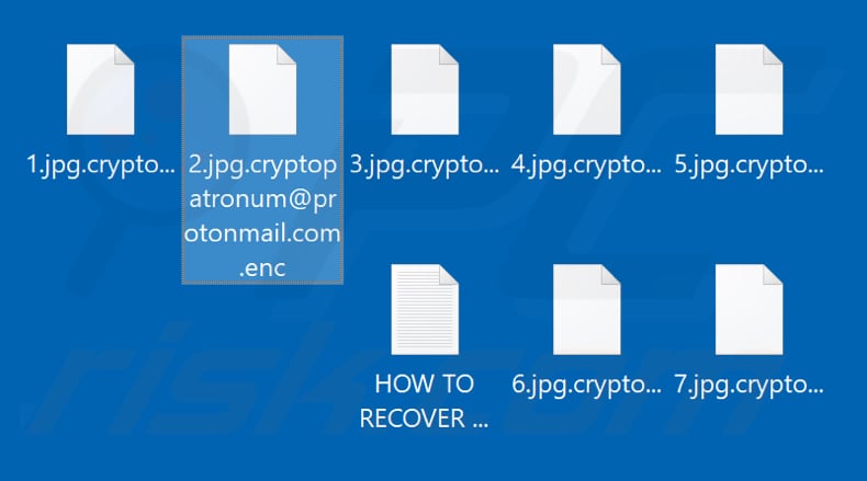 Files encrypted by CryptoPatronum ransomware (.enc extension)