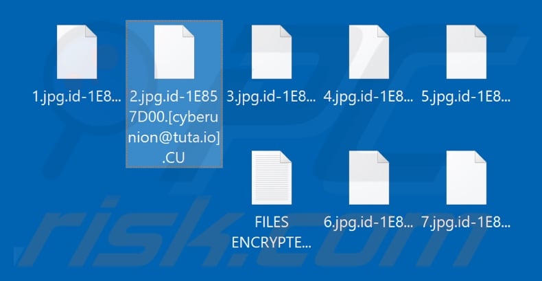 Files encrypted by CU ransomware (.CU extension)
