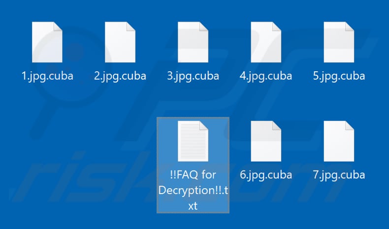 Files encrypted by Cuba ransomware (.cuba extension)