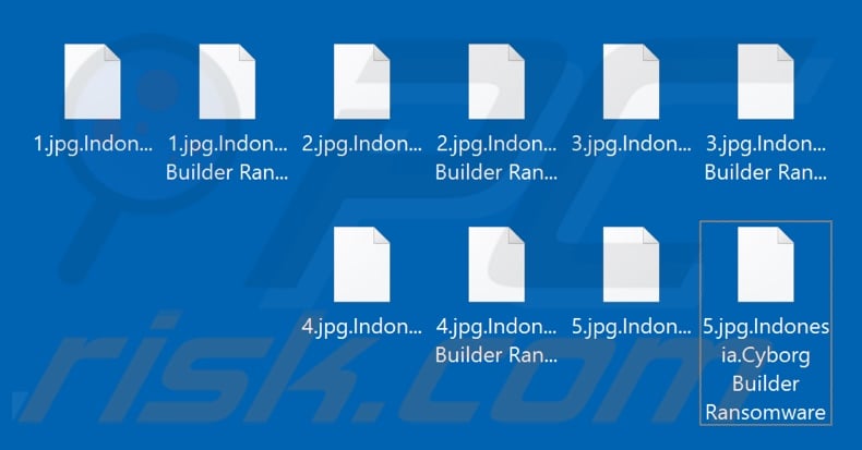 Files encrypted by Cyborg Builder ransomware (.Indonesia and .Indonesia.Cyborg Builder Ransomware extension)