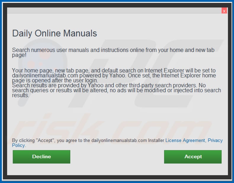 Official Daily Online Manuals browser hijacker installation setup