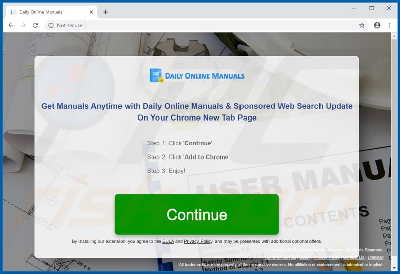 Website used to promote Daily Online Manuals browser hijacker
