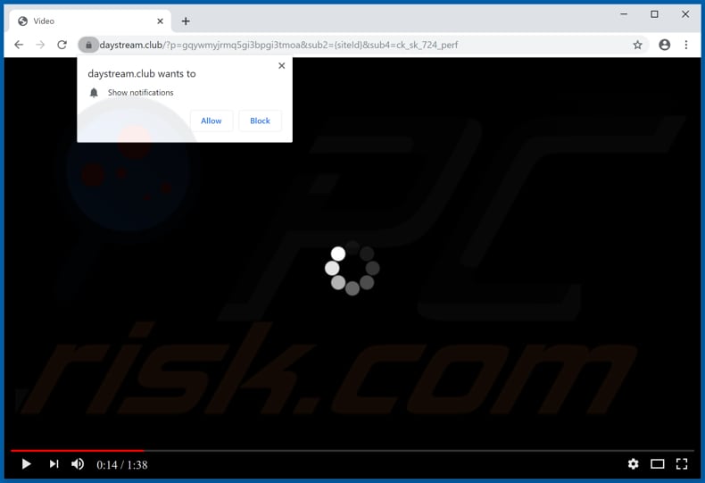 daystream[.]club pop-up redirects