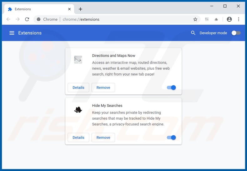 Removing search.directionsandmapsnowtab.com related Google Chrome extensions
