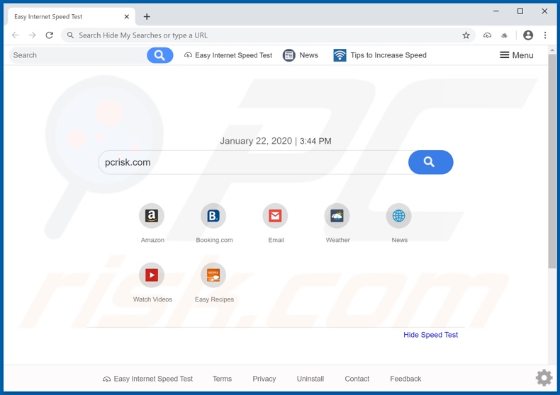 search.easyinternetspeedtesttab.com browser hijacker