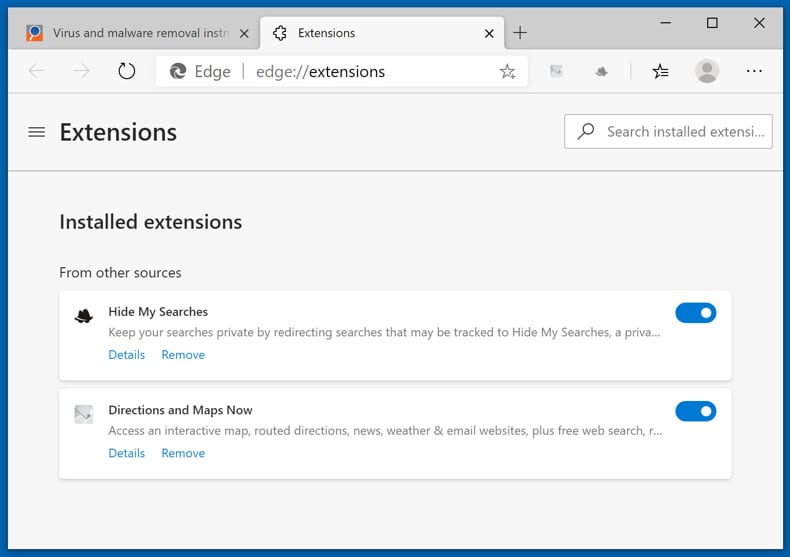 Removing browser hijackers from Microsoft Edge step 1