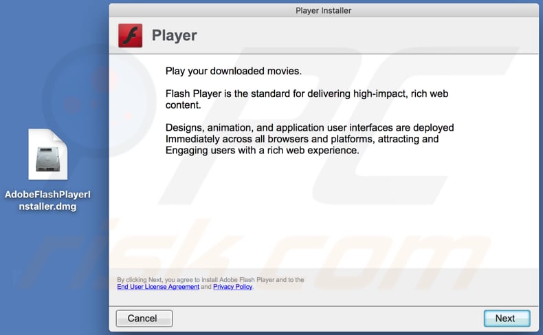fake Adobe Flash player updater