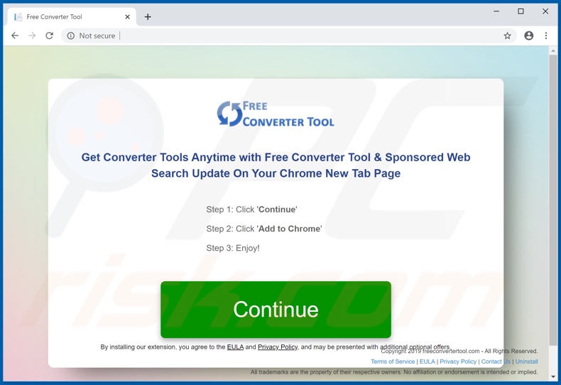 Website used to promote Free Converter Tool browser hijacker