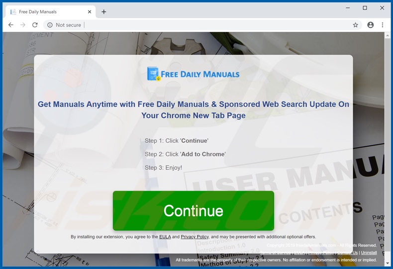 Website used to promote Free Daily Manuals browser hijacker