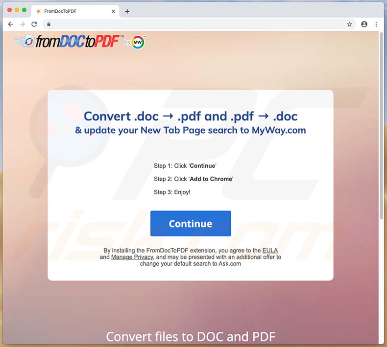 Website used to promote FromDocToPDF browser hijacker