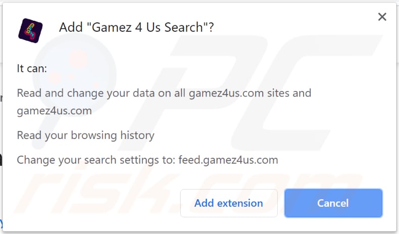 gamez 4 us search asks for a permission to read and modify various data