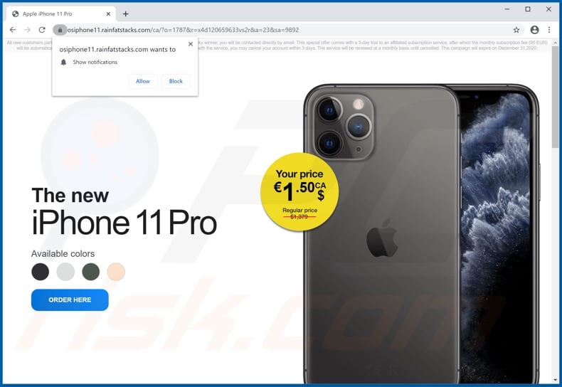 Get the new iPhone 11 Pro scam another variant