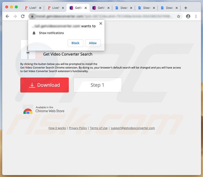 Website used to promote Get Video Converter browser hijacker