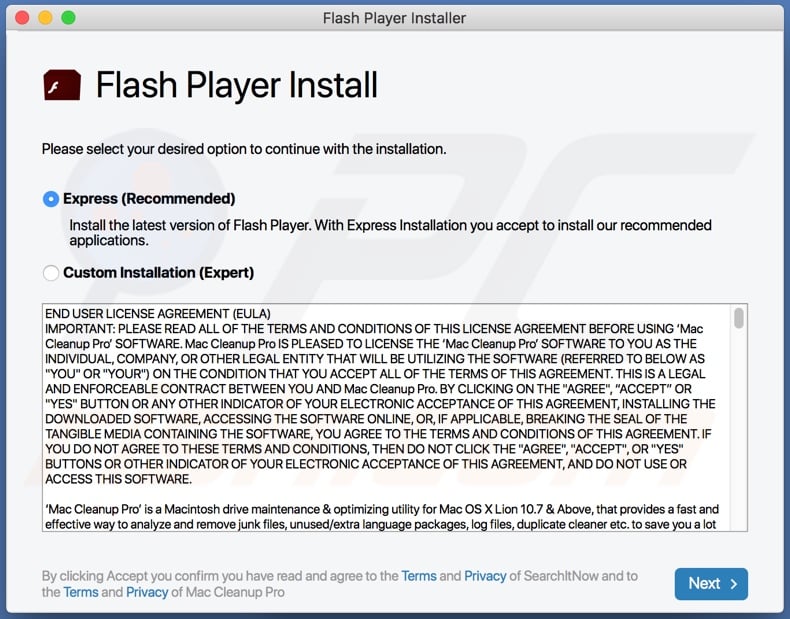 Fake Flash updates installer used to promote GlobalAdviseSearch