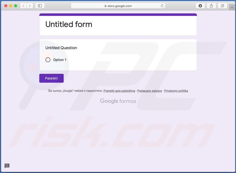 What is the risk of using Google Form?