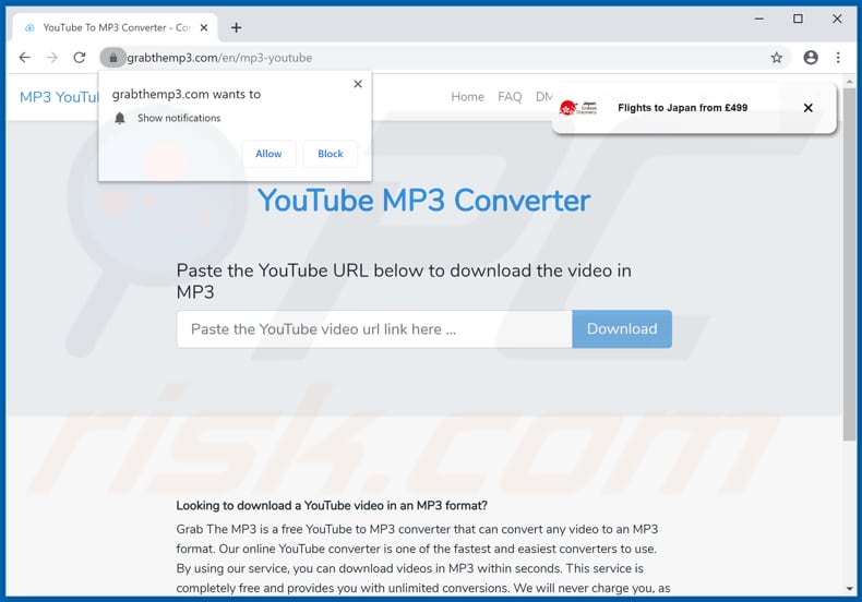 grabthemp3[.]com pop-up redirects