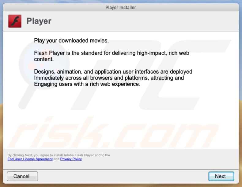 fake Adobe Flash Player installer