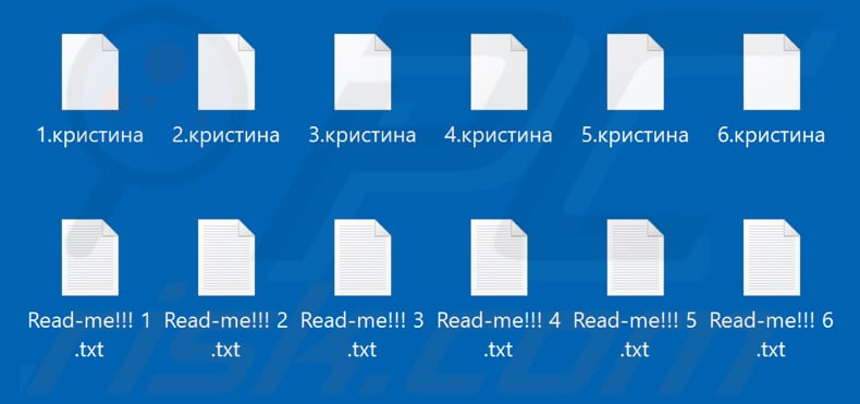 Files encrypted by Kristina (OnyxLocker) ransomware (.кристина extension)
