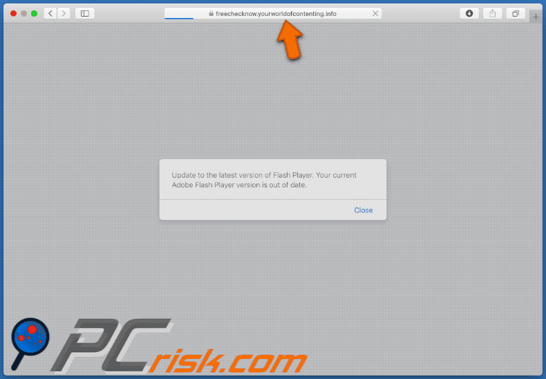 latest version of adobe flash player scam appearance in gif