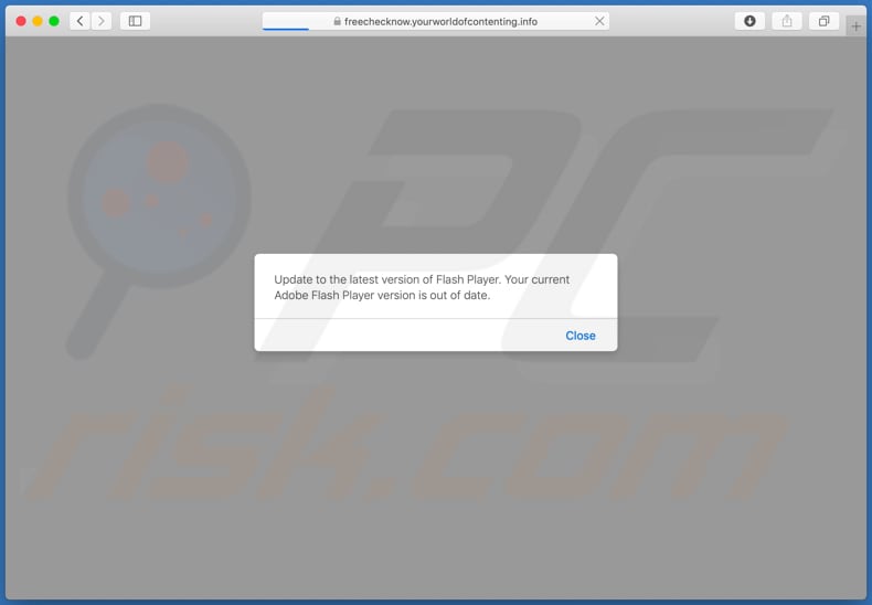 Latest version of Adobe Flash Player scam