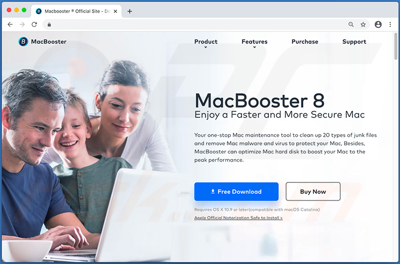 MacBooster unwanted application promoting website