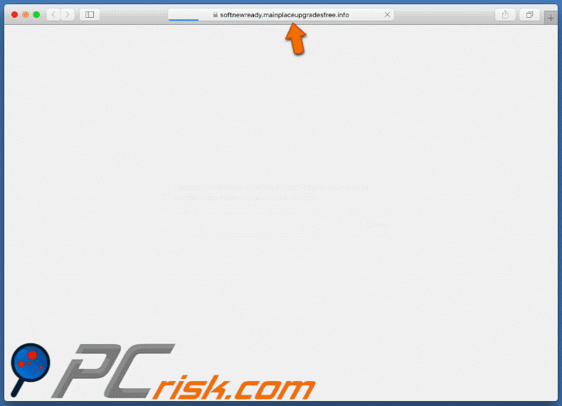 Appearance of mainplaceupgradesfree.info scam (GIF)