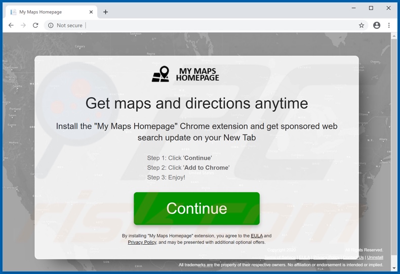 Website used to promote My Maps Homepage browser hijacker