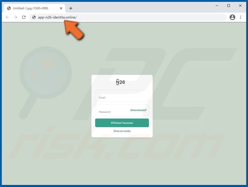 N26 email scam promoted phishing website