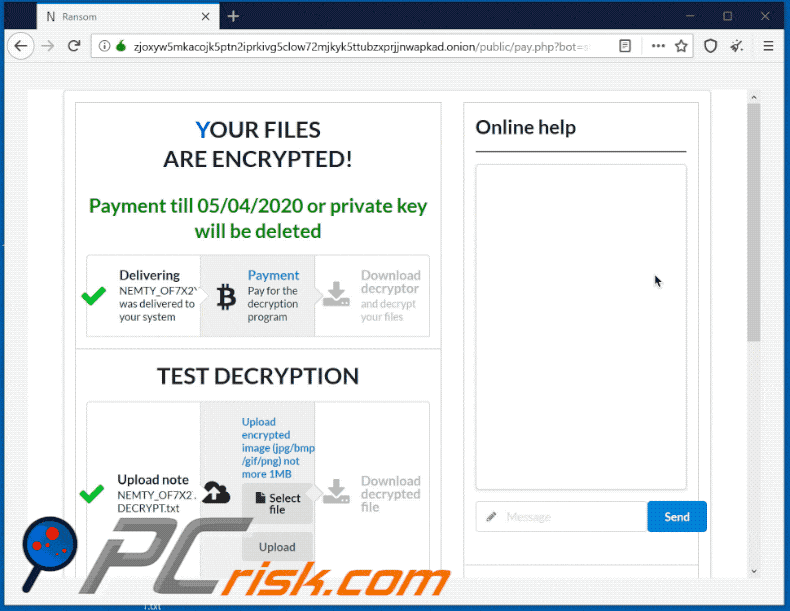NEMTY 2.5 REVENGE ransomware pop-up gif
