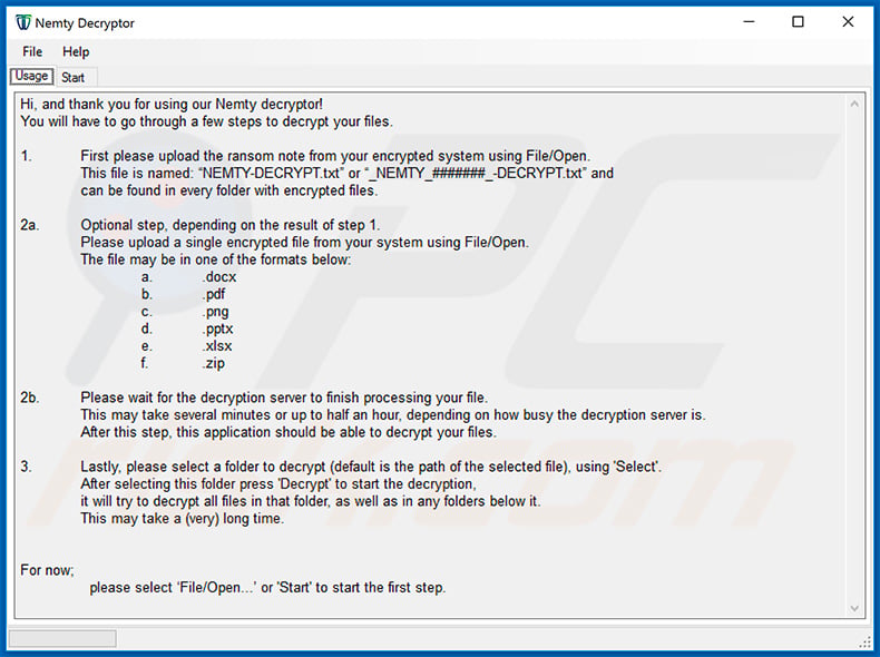 Nemty ransomware decrypter by Tesorion