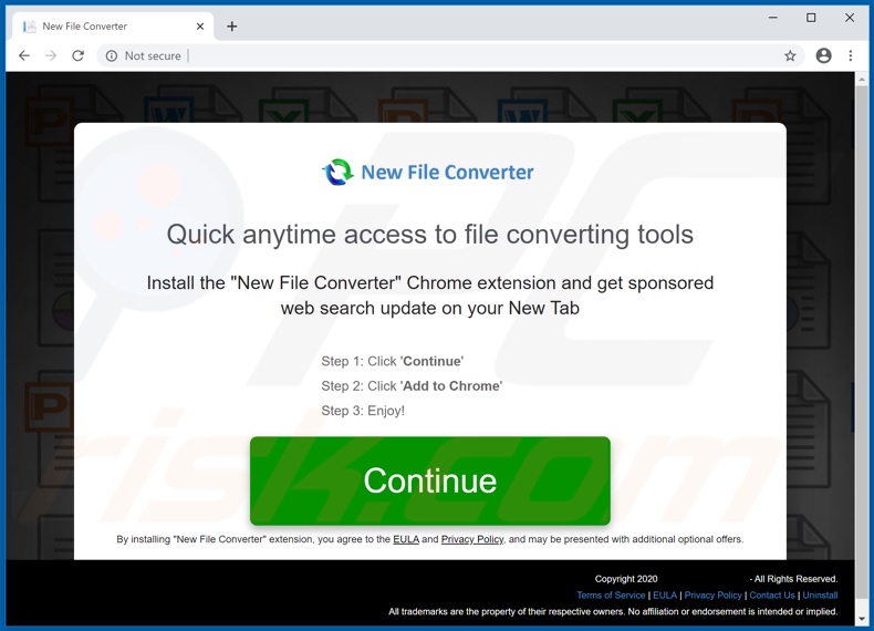 Website used to promote New File Converter browser hijacker