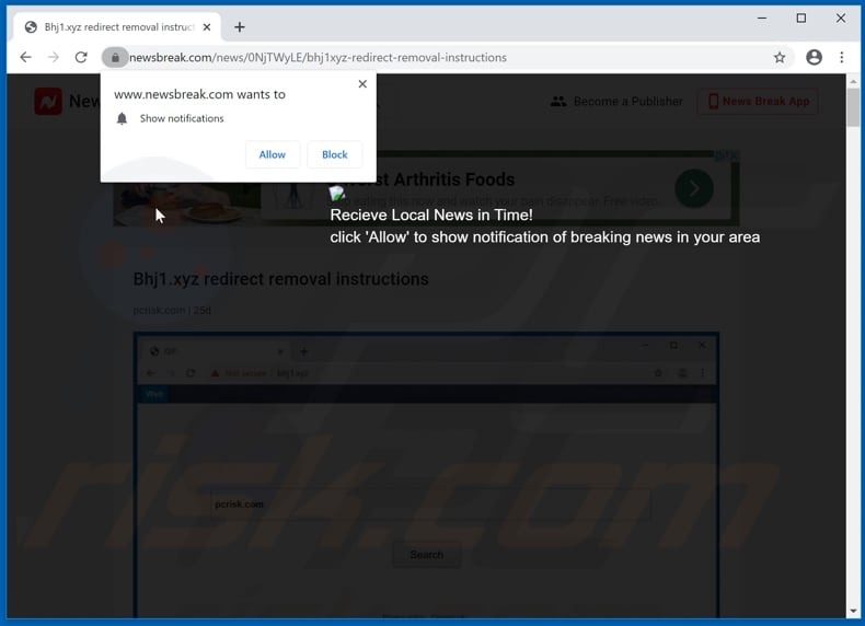 newsbreak[.]com pop-up redirects