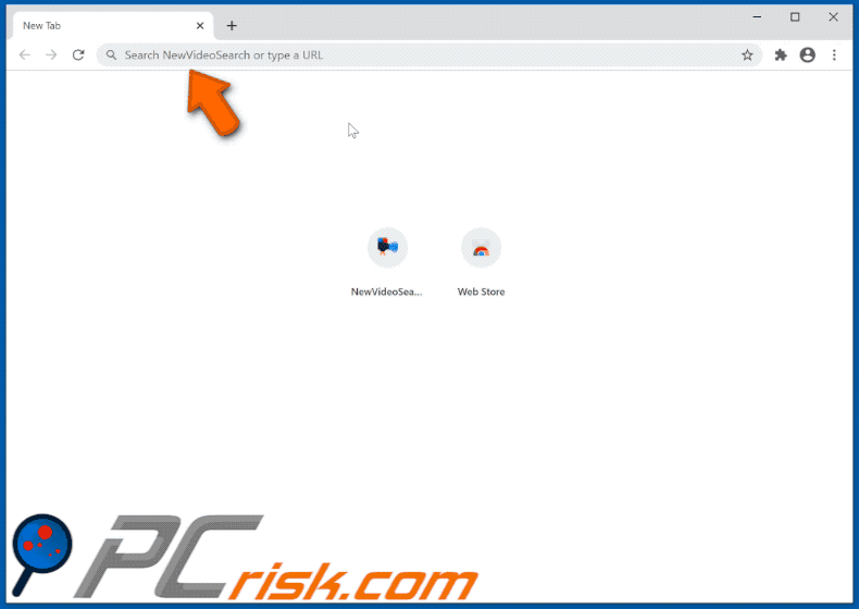 NewVideoSearch browser hijacker appearance GIF