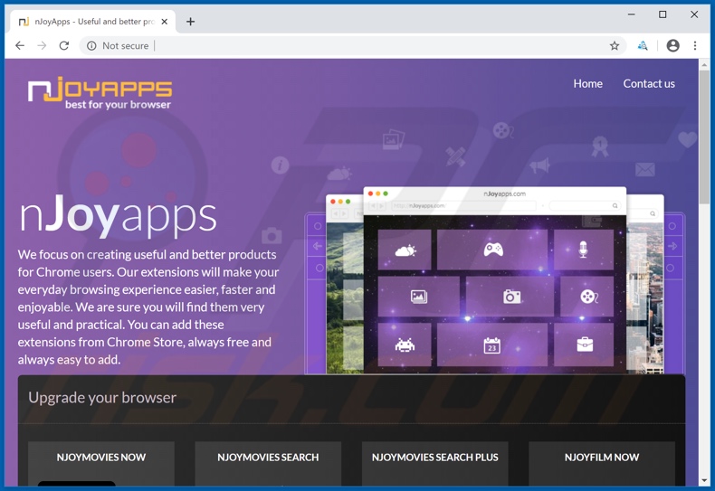 Website used to promote nJoyMusic Search Plus browser hijacker