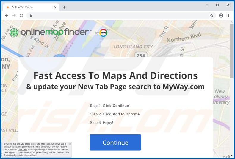 Website used to promote OnlineMapFinder browser hijacker