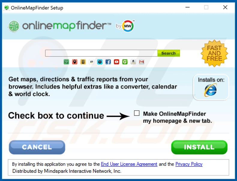 onlinemapfinder toolbar setup