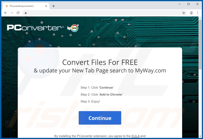 Website used to promote PConverter browser hijacker