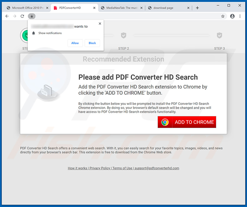 Website used to promote PDF Converter HD Search browser hijacker