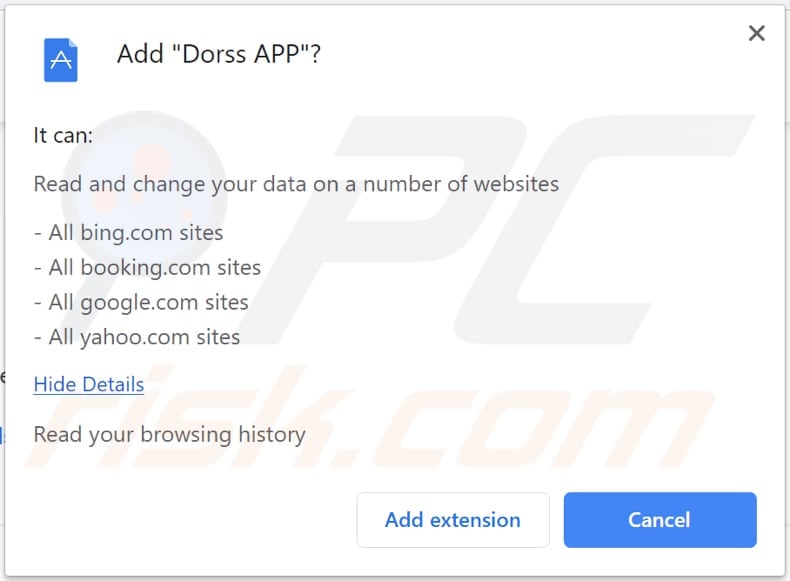 Dorss APP wants to access various data