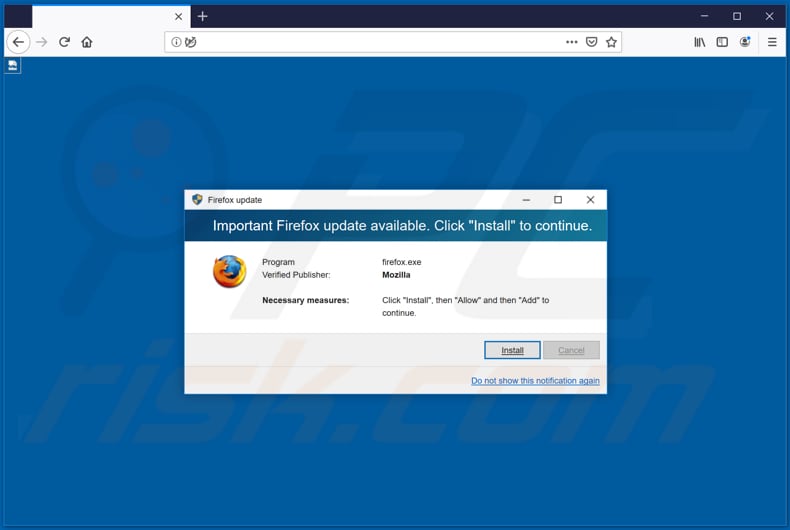fake Mozilla Firefox update installer