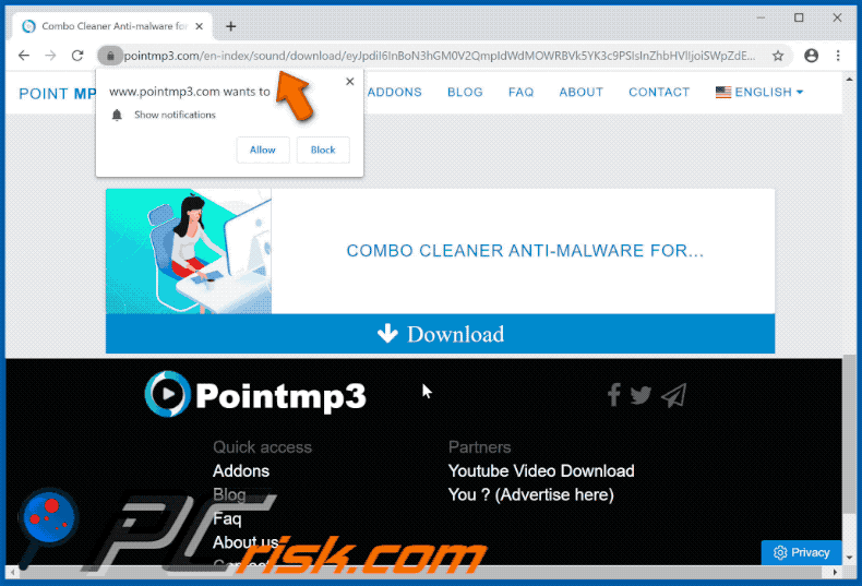 pointmp3.com opens download pages of VideoConverterHD